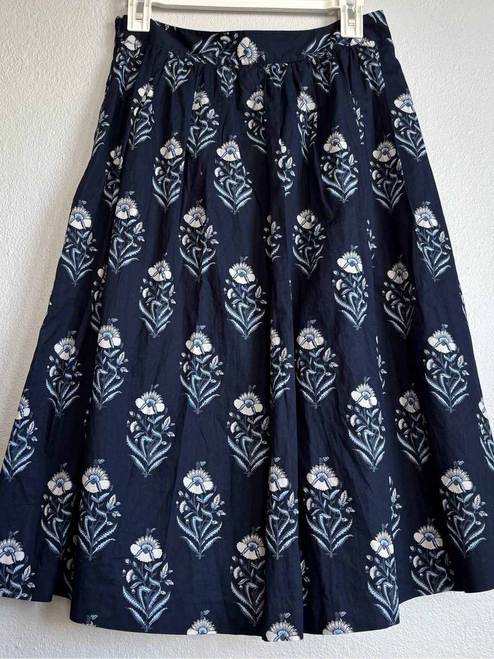 LOFT Navy Floral Print Midi Shirt SZ 2